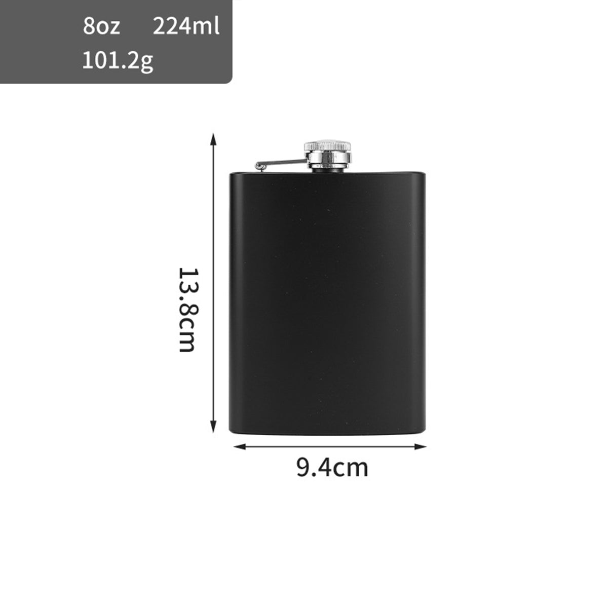 Black 8 OZ Stainless Steel Flask Women Whiskey Flask