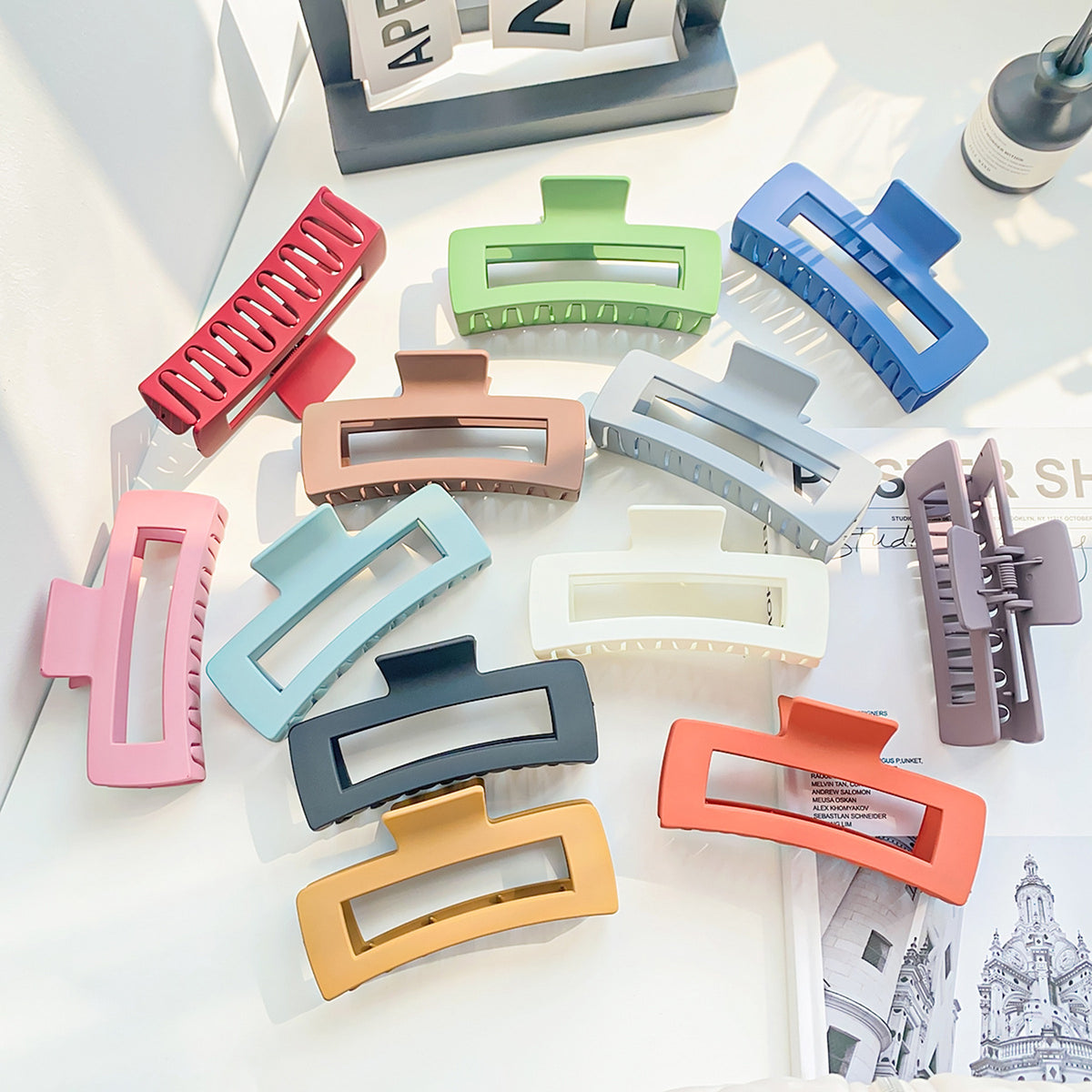 Hair Clips for Women X-Large Neutral Rectangle Hair Clips (X-Large)