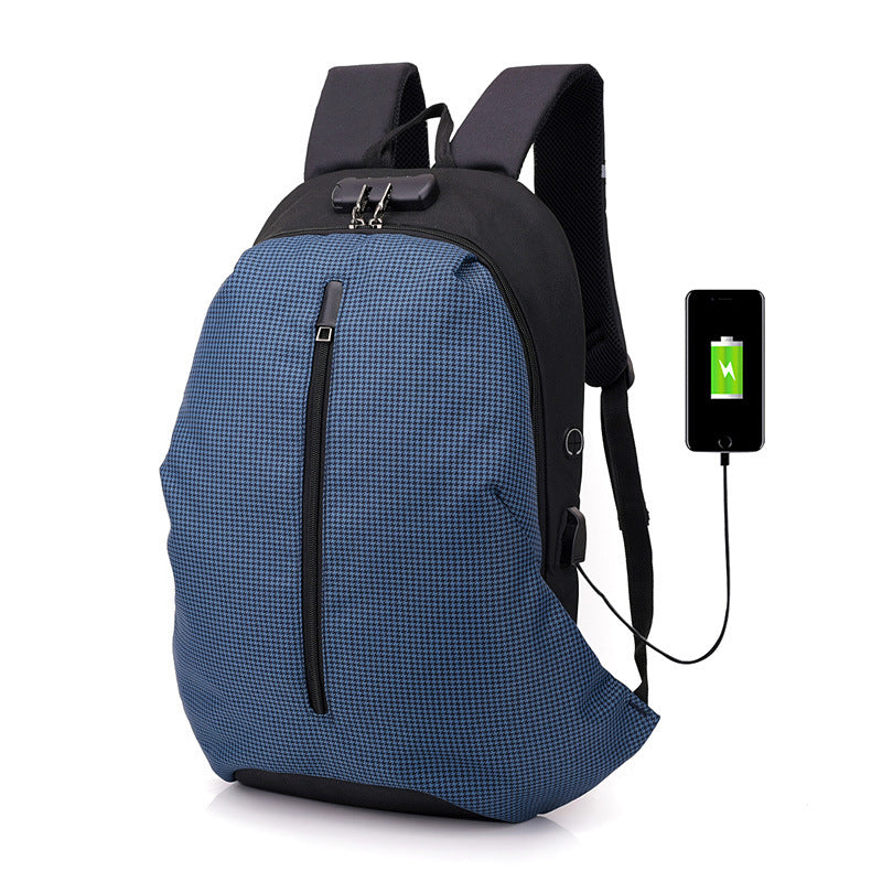 Coded Lock USB Connector Snow Canvas Laptop Backpack