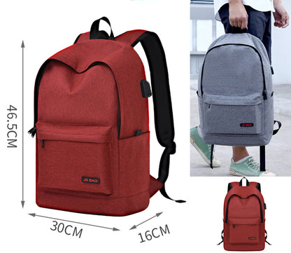 Size L Black Backpack Simple School Bag Middle School Backpack USB Backpack