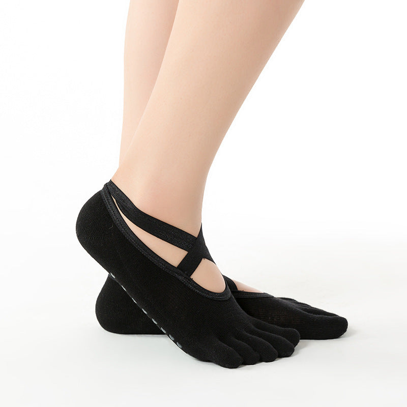 Socks for Women with Grips Non-Slip Five Toe Socks for Pilates, Barre, Ballet, Fitness