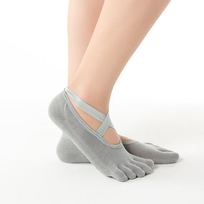Socks for Women with Grips Non-Slip Five Toe Socks for Pilates, Barre, Ballet, Fitness