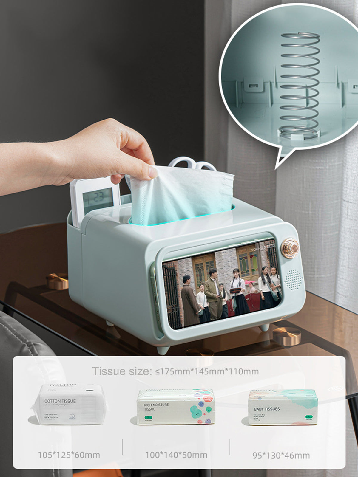TV Tissue Box Phone Holder Funny Paper Dispenser Cover with Compartment Innovative Table Centerpiece