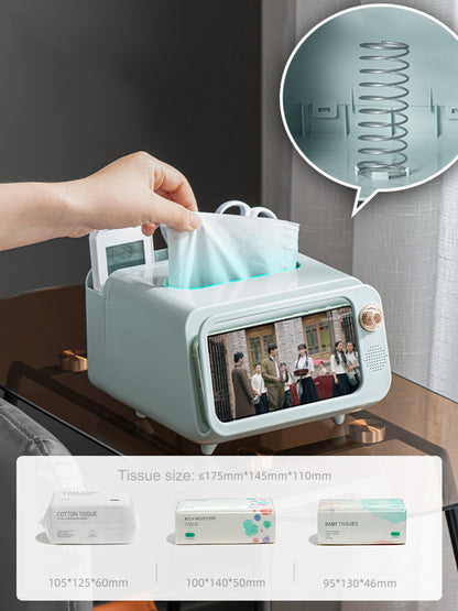 TV Tissue Box Phone Holder Funny Paper Dispenser Cover with Compartment Innovative Table Centerpiece