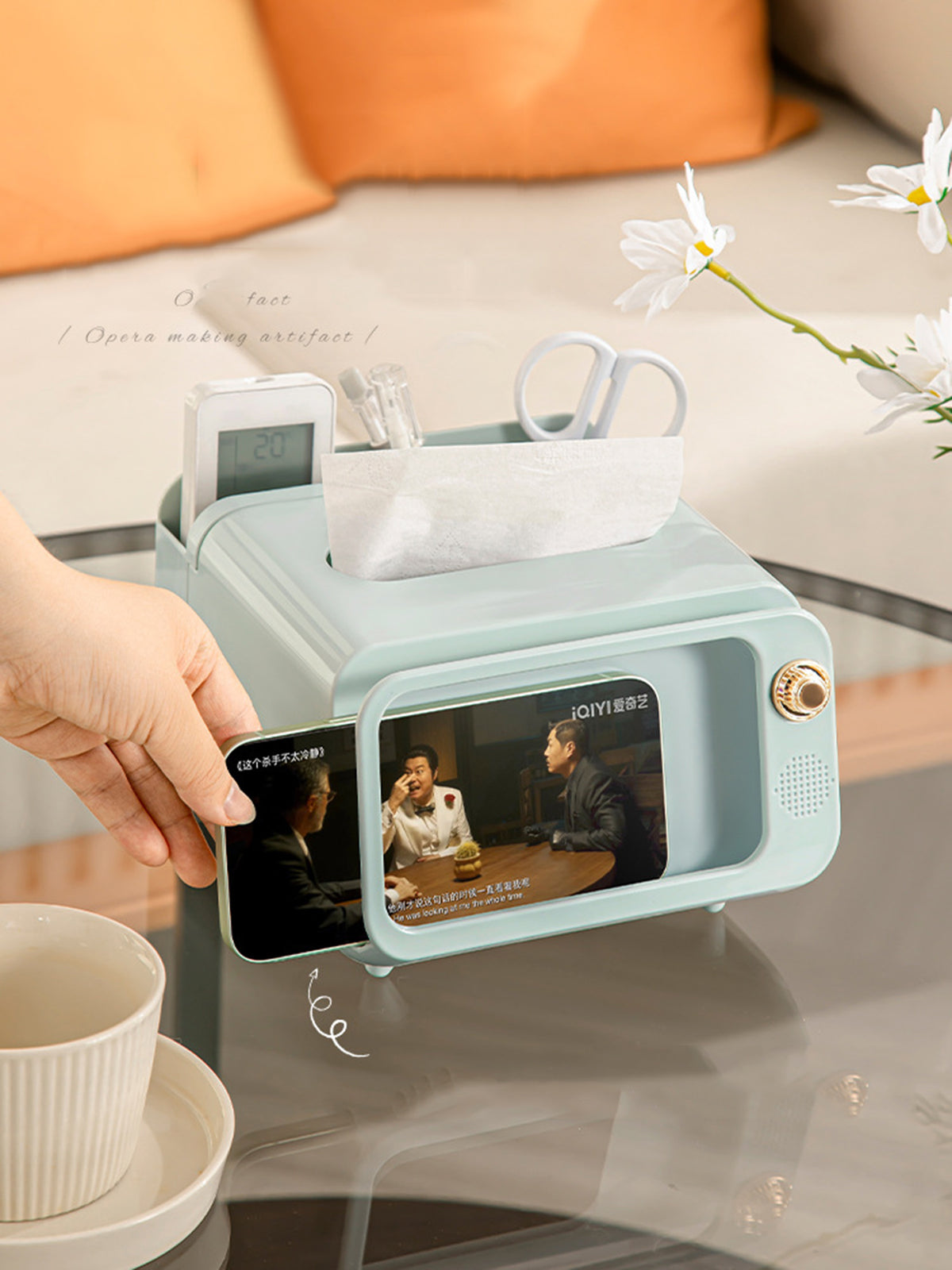TV Tissue Box Phone Holder Funny Paper Dispenser Cover with Compartment Innovative Table Centerpiece