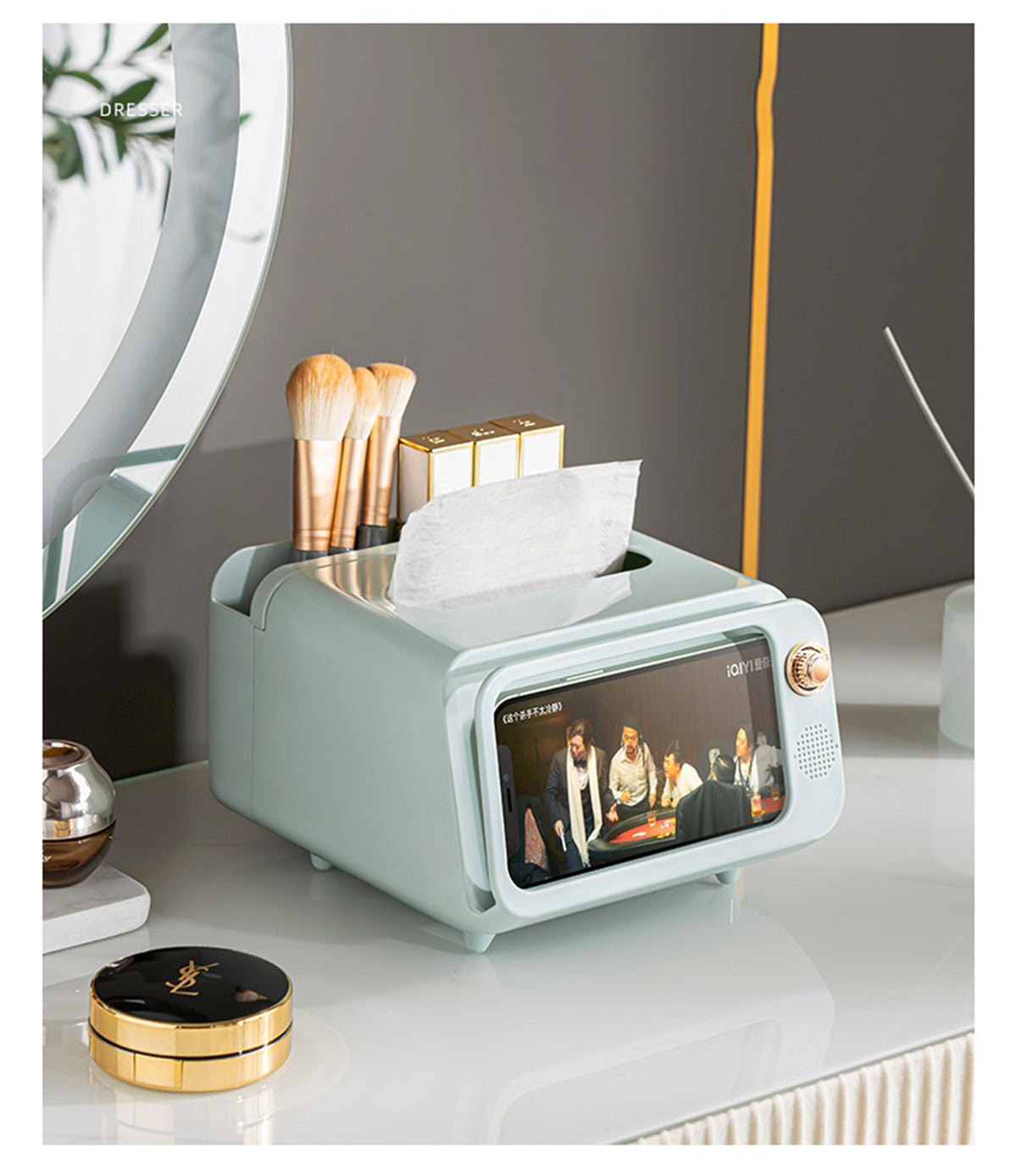 TV Tissue Box Phone Holder Funny Paper Dispenser Cover with Compartment Innovative Table Centerpiece