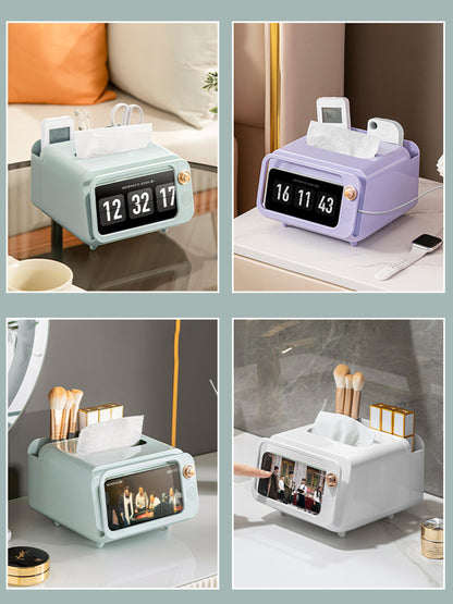 TV Tissue Box Phone Holder Funny Paper Dispenser Cover with Compartment Innovative Table Centerpiece