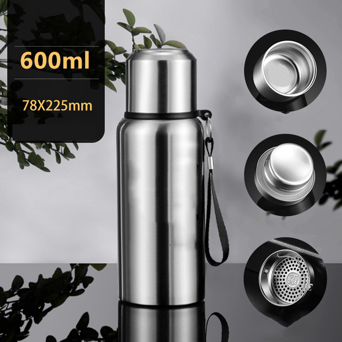 20OZ Stainless Steel Vacuum Insulated Water Bottle W/Cup