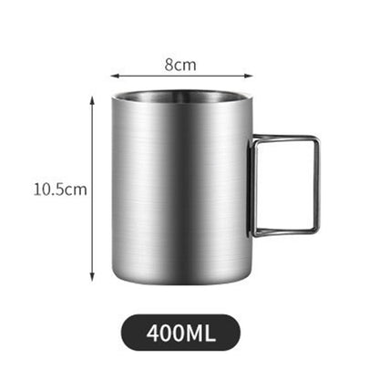 400 ml Foldable Handle Double Wall Stainless Steel Cup