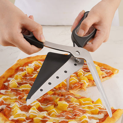 Pizza Scissors Cutter One-Handed Operation Stainless Steel Pizza Spatula Slicer