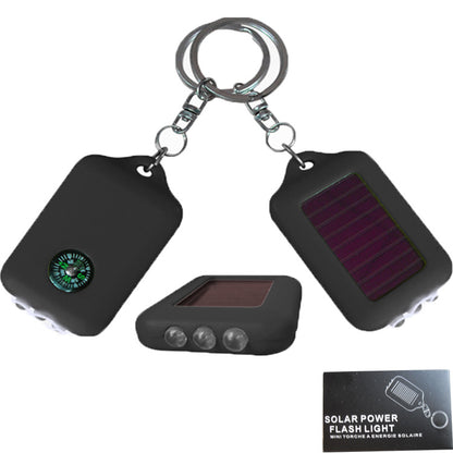 Mini Solar Energy Power Keychain Lamp Light W/ Compass