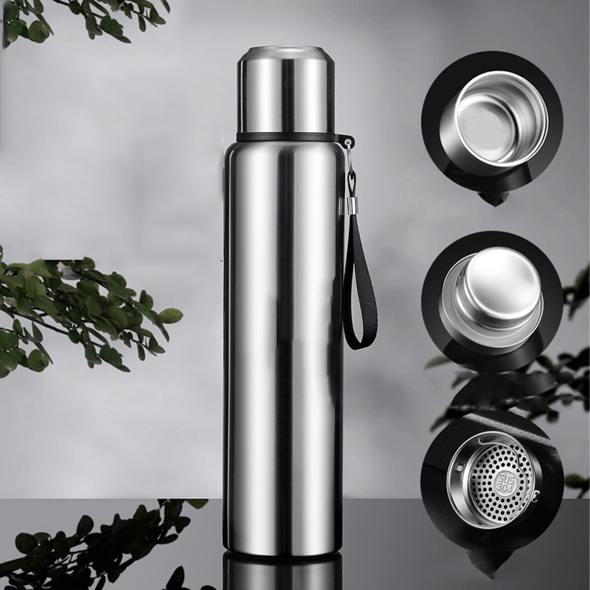33OZ Stainless Steel Vacuum Insulated Water Bottle W/Cup