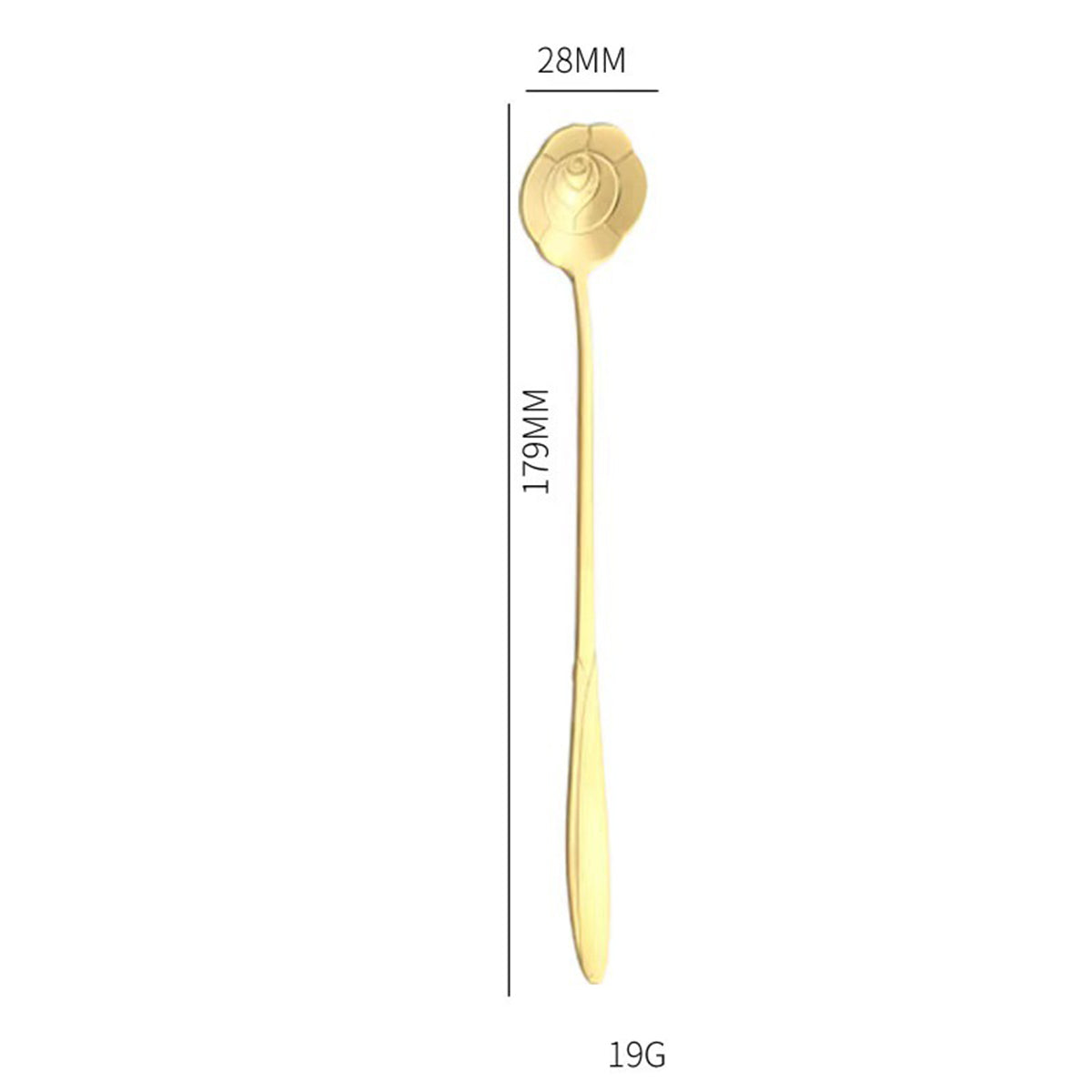6.97" Gold Rose Shape Stainless Steel Coffee Spoon