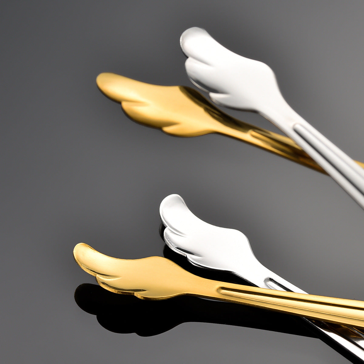 4.13" 304 Stainless Steel Wing Shape Ice Tongs Cooking Kitchen Tongs