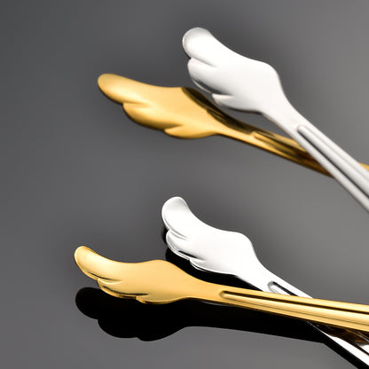 4.13" 304 Stainless Steel Wing Shape Ice Tongs Cooking Kitchen Tongs