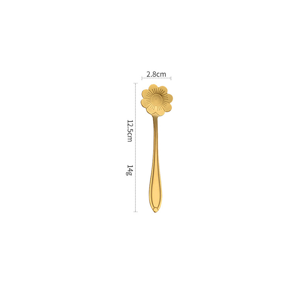 4.92" Gold Coreopsis Shape Stainless Steel Coffee Spoon