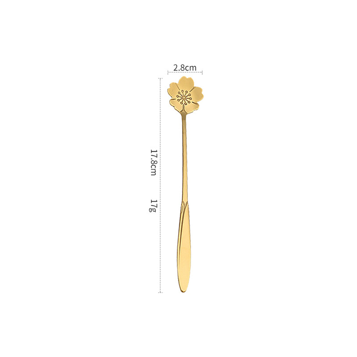 7.01" Gold Sakura Shape Stainless Steel Coffee Spoon