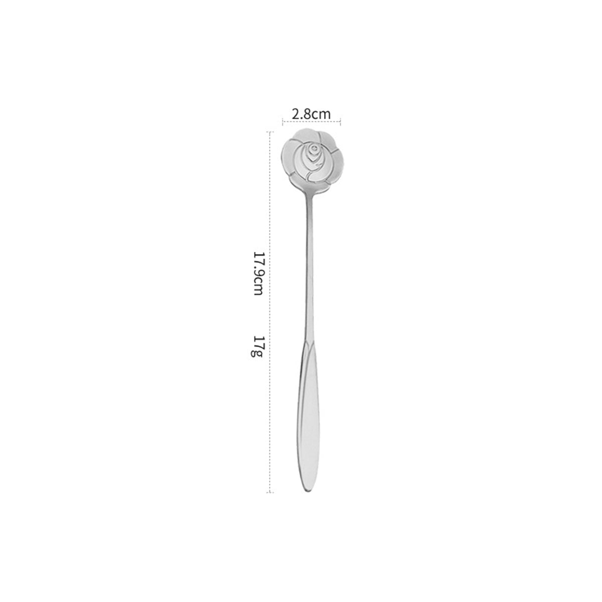7.05" Silver Rose Shape Stainless Steel Coffee Spoon