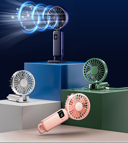 5 Levels Speed Folding Handheld Fan Rechargeable Mini Fan Phone Holder With Lanyard