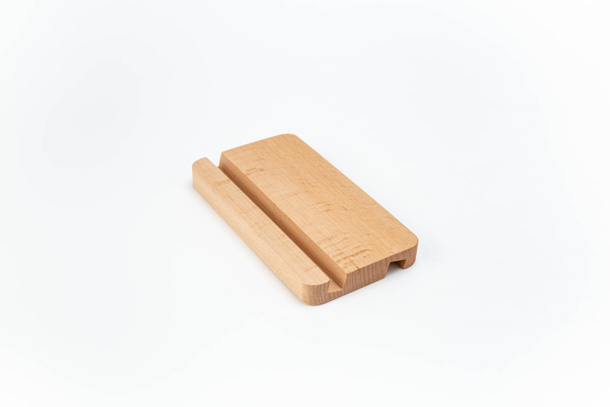 #L Beech Wood Cuboid Shape Double Side Using Phone Stand