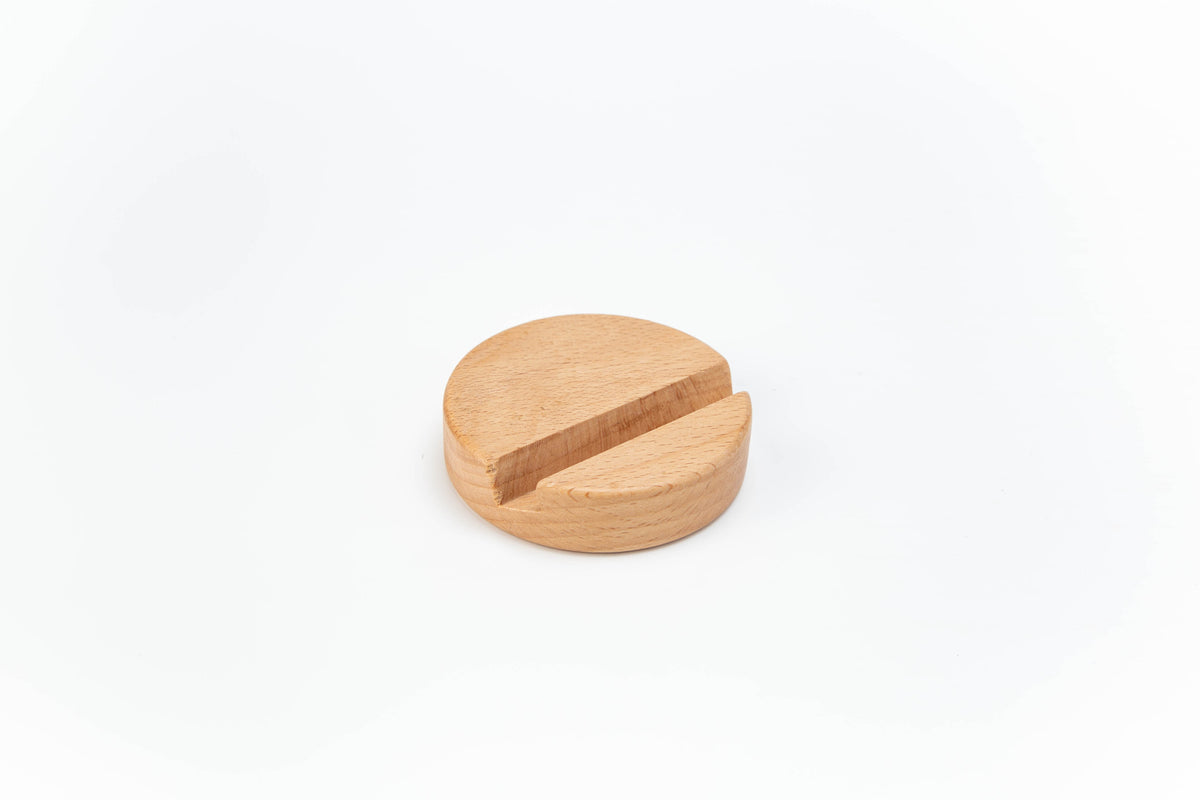 #882 Beech Wood Round Shape One Side Using Phone Stand