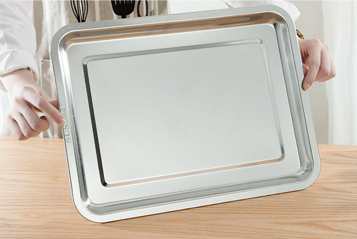 12.60 x 8.66 x 0.78" Stainless Steel Rectangular Thickened Tray Stainless Steel Metal Tray