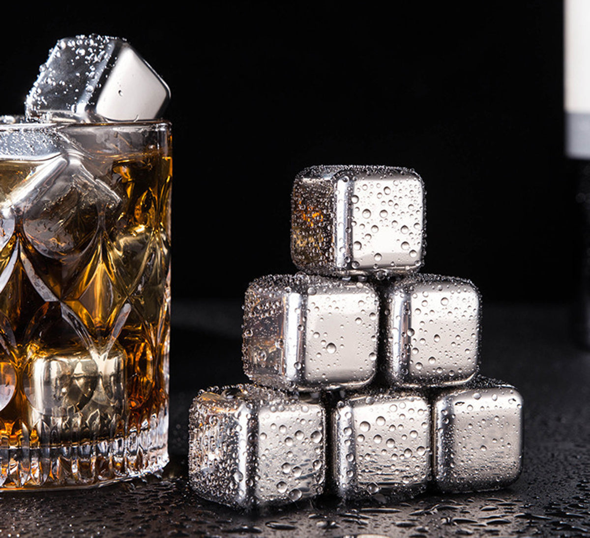6 PCS Stainless Steel Wine Cube Set W/ Normal Clip
