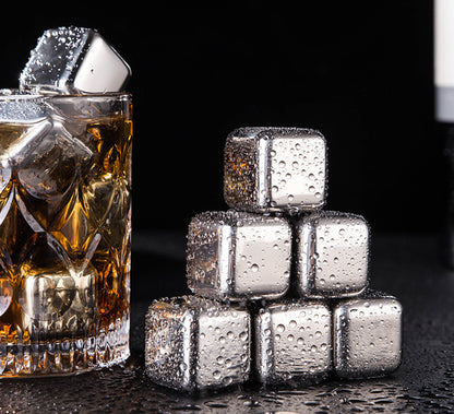 6 PCS Stainless Steel Wine Cube Set Without Clip