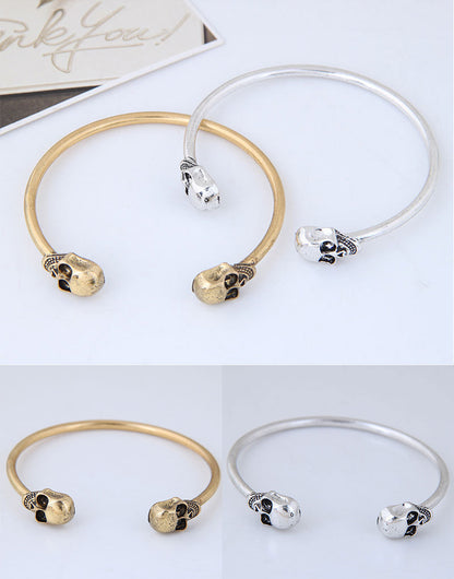 Double Skulls Charm Bracelet