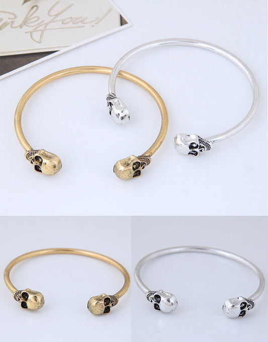Double Skulls Charm Bracelet