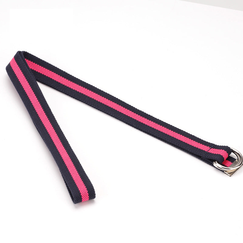 Custom Lady Casual Jeans Outdoor Belt Polyester-cotton Canvas Belt Stripe SP Thread Woven Belt