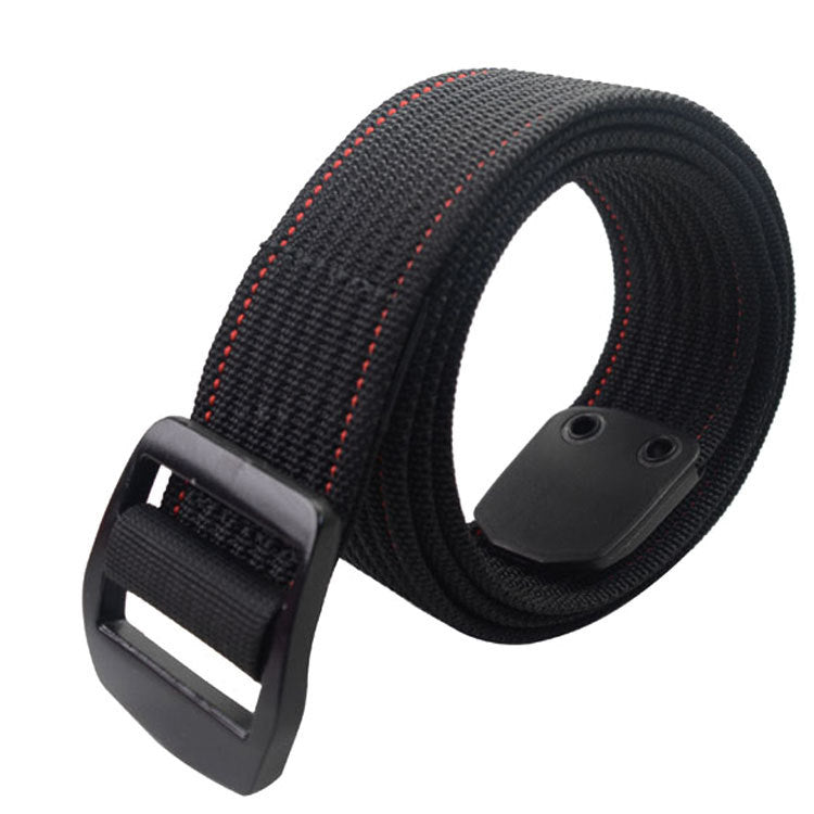 Four Seasons Men's & Women's Common Knitted Buckle Leisure Stripe Nylon Elastic Belt