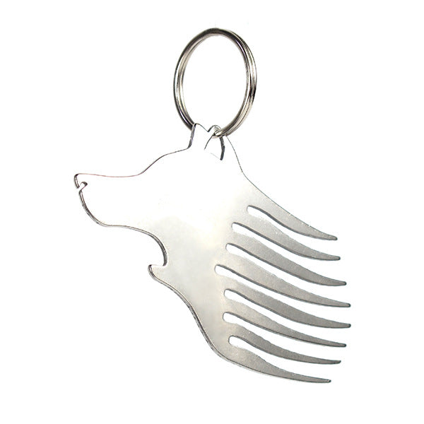 Wolf Head Shape Bottle Opener Pocket Comb Box Opener Keychain