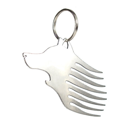 Wolf Head Shape Bottle Opener Pocket Comb Box Opener Keychain