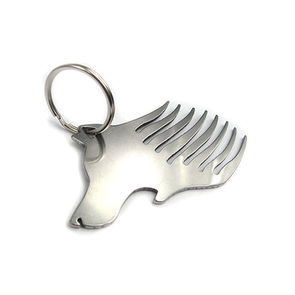 Wolf Head Shape Bottle Opener Pocket Comb Box Opener Keychain