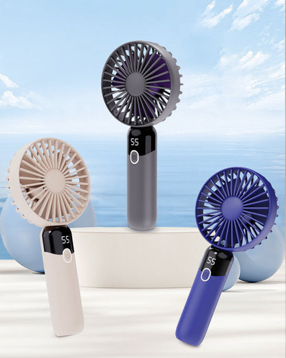 Portable Handheld Fan, Personal Fan with LED Display, Desk Fan Rechargeable with 6 speed