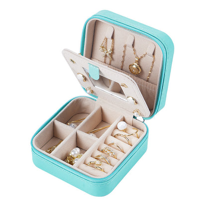 PU Jewelry Box Travel Mirror Jewelry Case Gift Boxes Pendant Box