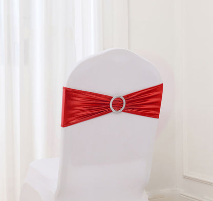 Bronzing Color Chair Sashes Bowknot Stretchy Bands Chair Bowknot W/ Diamond Buckle