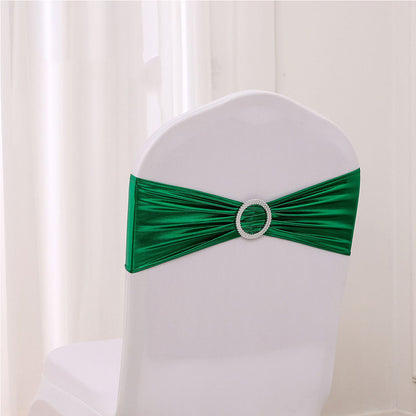 Bronzing Color Chair Sashes Bowknot Stretchy Bands Chair Bowknot W/ Diamond Buckle