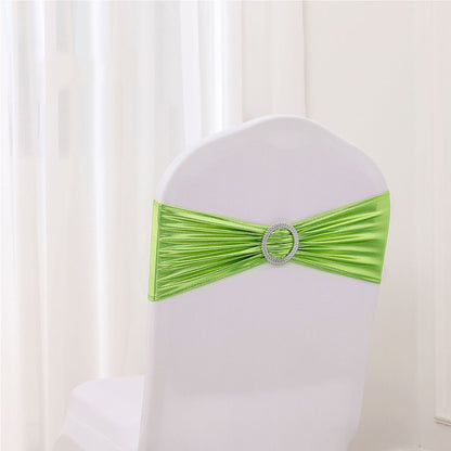 Bronzing Color Chair Sashes Bowknot Stretchy Bands Chair Bowknot W/ Diamond Buckle