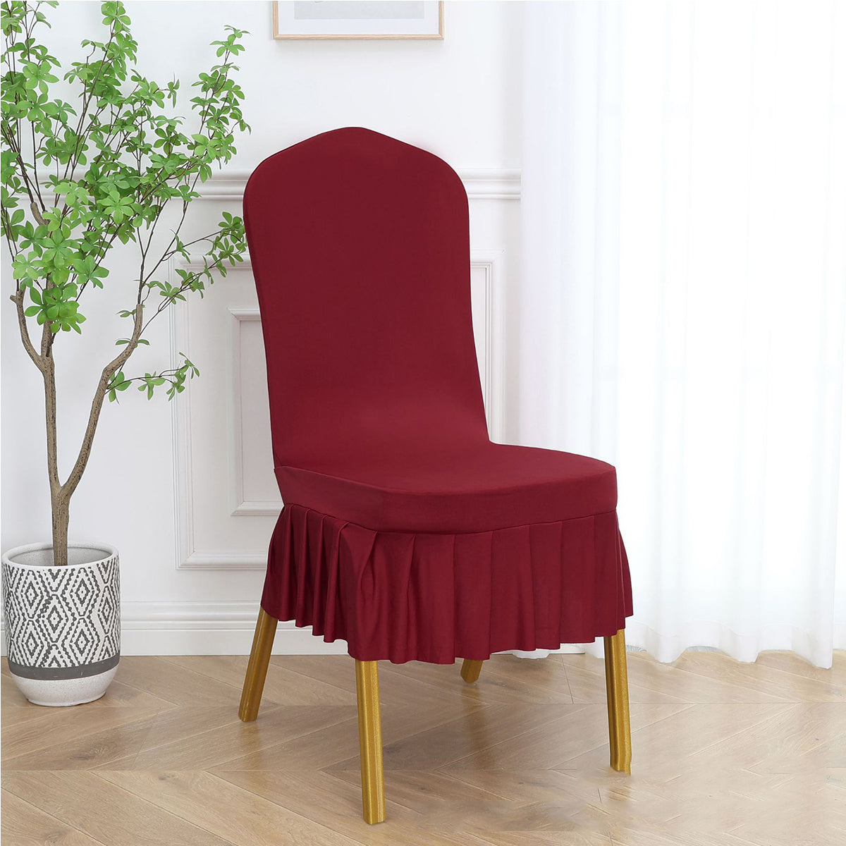 Short Pleat Shape Banquet Chair Cover Stretch Spandex Chair Cover Slipcover