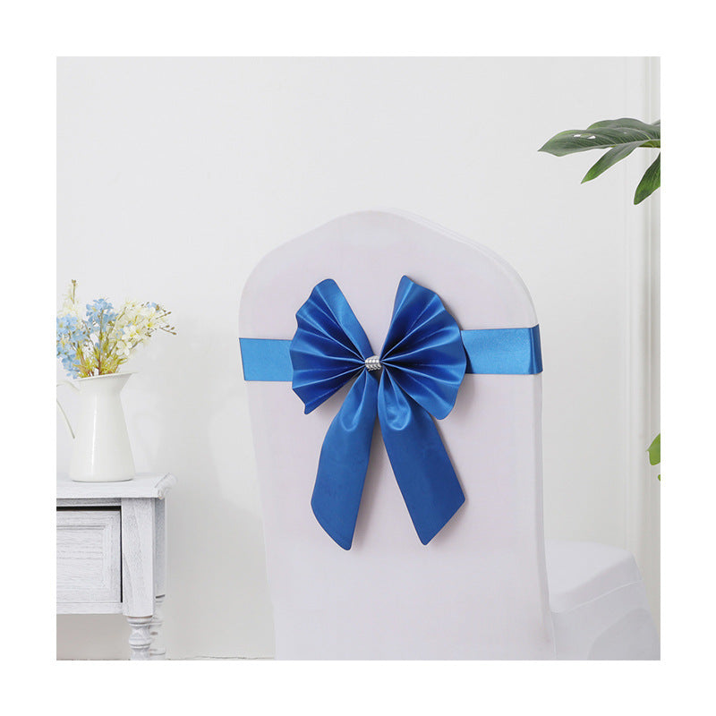 Chair Back Flower Chair Sashes Bow Satin Bowknot Stretchy Bands Chair Bowknot
