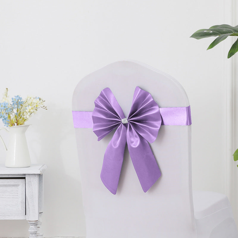 Chair Back Flower Chair Sashes Bow Satin Bowknot Stretchy Bands Chair Bowknot