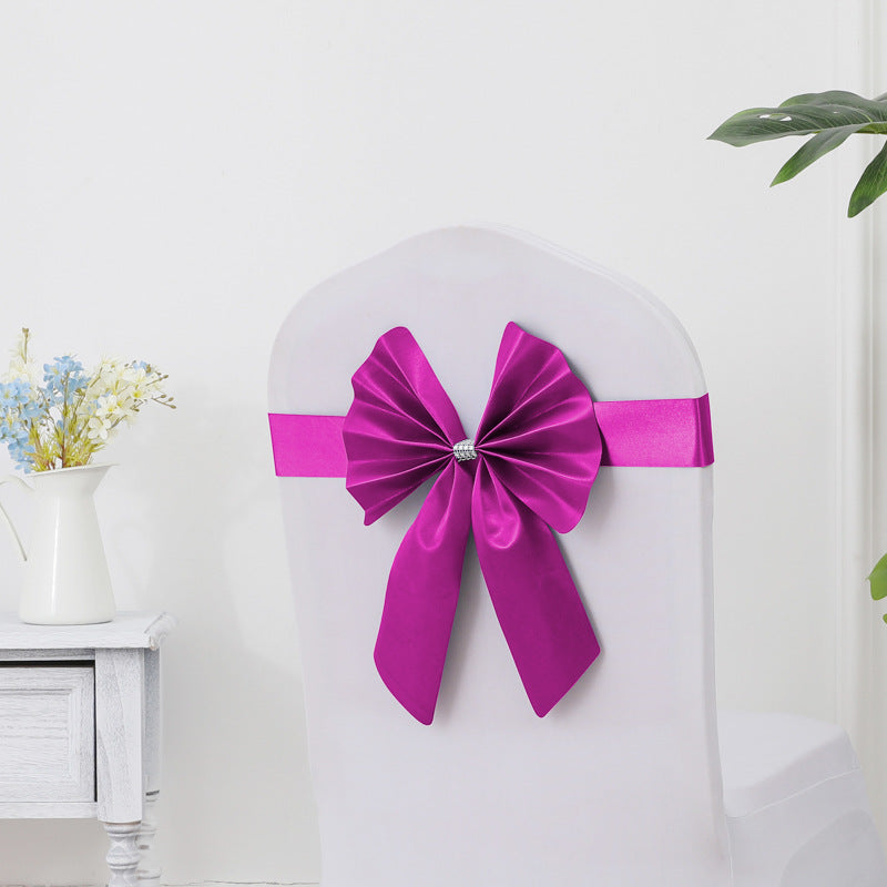 Chair Back Flower Chair Sashes Bow Satin Bowknot Stretchy Bands Chair Bowknot