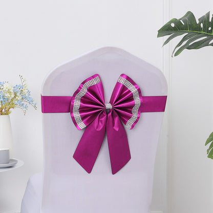 #2 Chair Back Flower Chair Sashes Bow Satin Bowknot Stretchy Bands Chair Bowknot