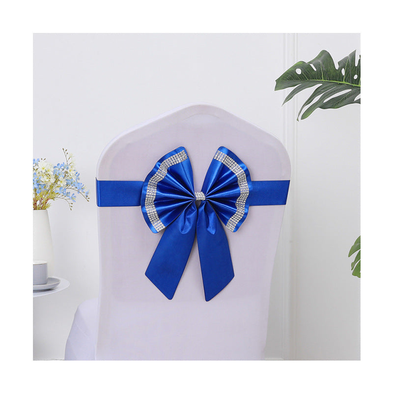 #2 Chair Back Flower Chair Sashes Bow Satin Bowknot Stretchy Bands Chair Bowknot
