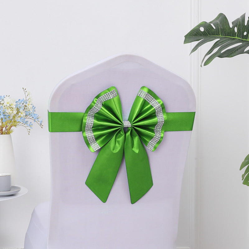 #2 Chair Back Flower Chair Sashes Bow Satin Bowknot Stretchy Bands Chair Bowknot