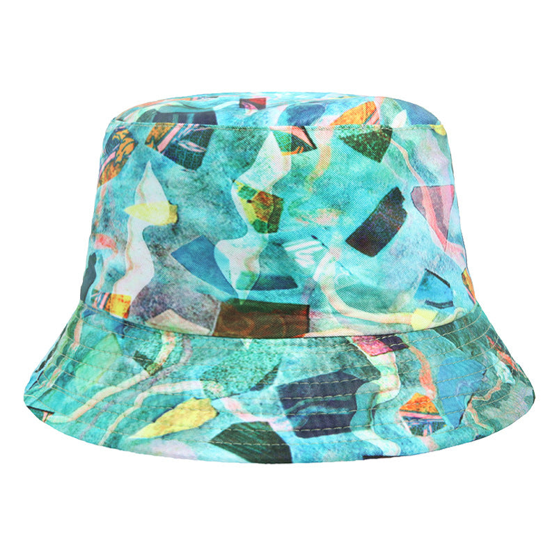 #13 Geometric Tie-dye Pattern Basin Cap Bucket Hat