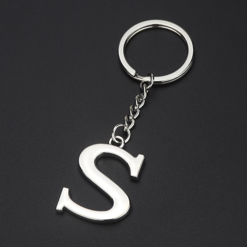 Silver Letter S Keychain Initial Keychain