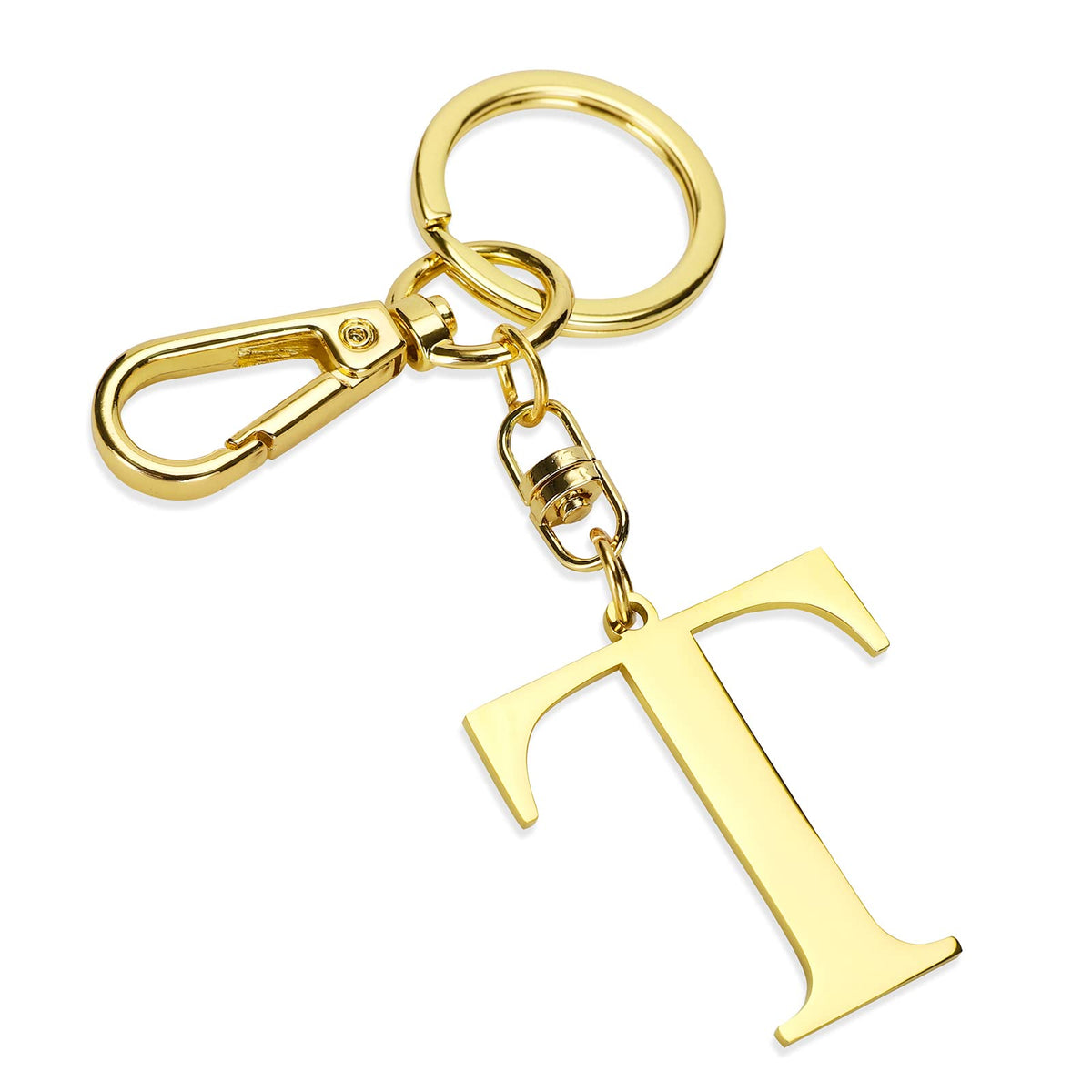 Gold Letter T Keychain Metal Keychain Initial Keychain